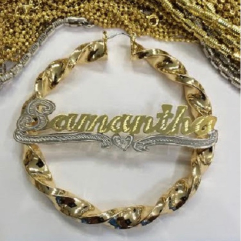 Nameplate bamboo earrings